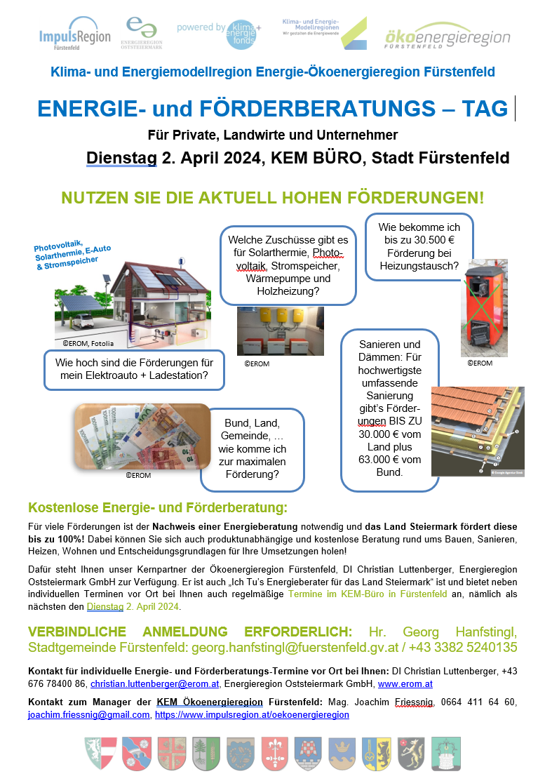 Einladung Energie- & Förderberatungs-Tag in Fürstenfeld 2.4.2024